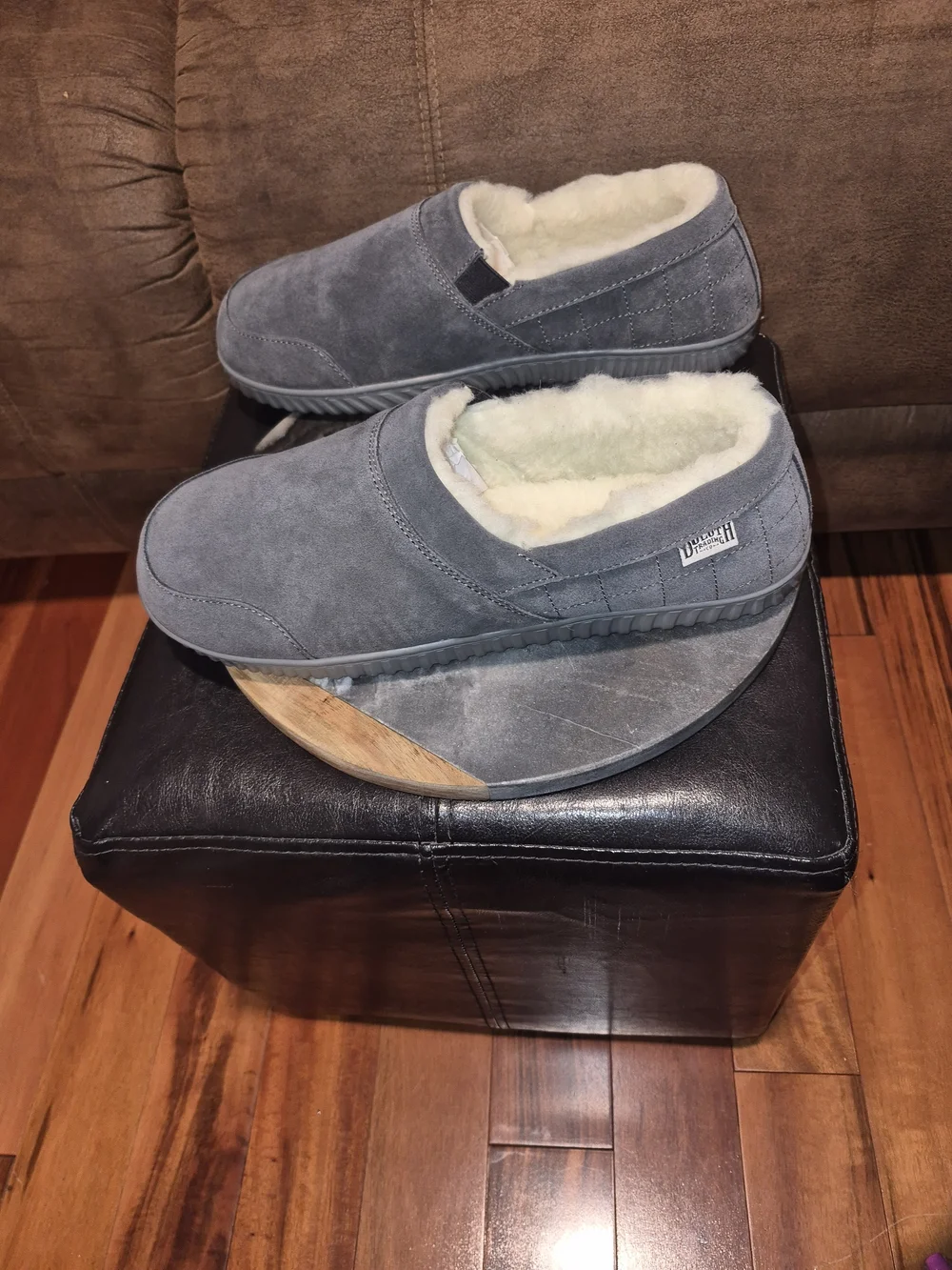 Duluth Trading Co Men's Gray Suede Shearling-Lined Slip-Ons 12M
